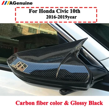 

Carbon fiber bright color black mirror cover Rear View caps stick on covers for Honda Civic 10