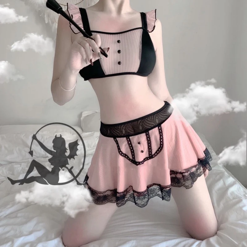 Японская Сексуальная Лолита искусственные топы кружевные милые костюмы