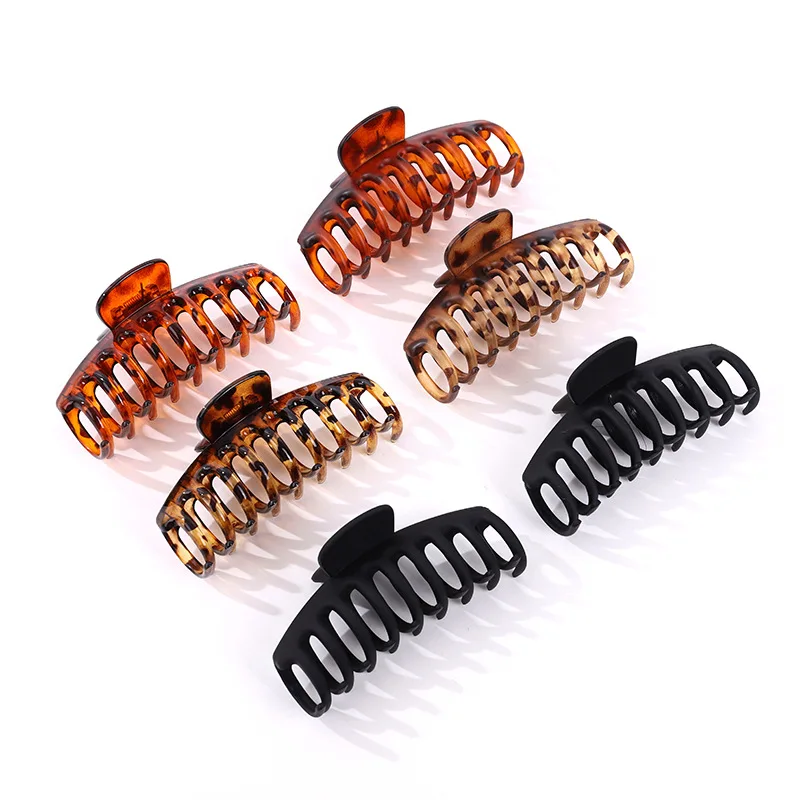 

3 European version 11cm keel frosted big clip leopard print simple plastic hair clip clip plate hair clip F6