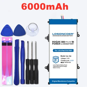 

LOSONCOER 6000mAh For LG G Pad X 8.0 V521 V525 Table PC Battery Free tools BL T20 BL-T20 Battery