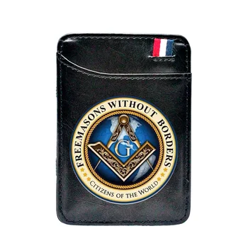 

Digital Printing Freemasons Without Borders Leather Magic Wallets Fashion Men Women Money Clips Card Purse Thin Cash Holder