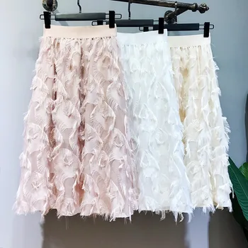 

2020 New Summer Korean Chic High Waist Big Swing Long Skirt Elegant Midi Skirts A-Line tutu Skirt Saias