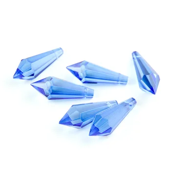 

38MM 10pcs Lt.Blue Crystal Icicle U Drop Prism Parts For Chandelier Glass Hanging Pendant For Wedding Party