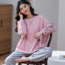 High-end Long-sleeved Pajamas with Trousers for Women Casual Loose Ladies Homewear Plus Size Two-piece Pajamas for Women