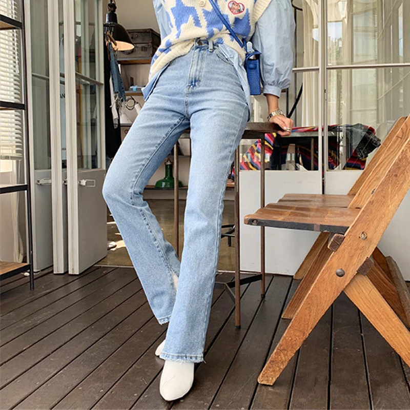 2019 Autumn Fashion Women High Waist Denim Jeans Straight Jeans Side Split Jeans Vintage Female Long Capri Pants 2019 Autumn Fashion Women High Waist Denim Jeans Straight Jeans Side Split Jeans Vintage Female Long Capri Pants