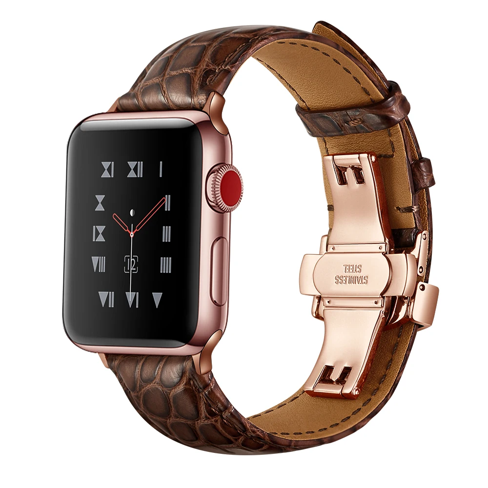 Французский ремешок из кожи аллигатора для Apple watch 5 ремешок 44 мм 40 мм iwatch 42 мм 38 мм топ процесс Браслет Apple watch 4 3 21 44