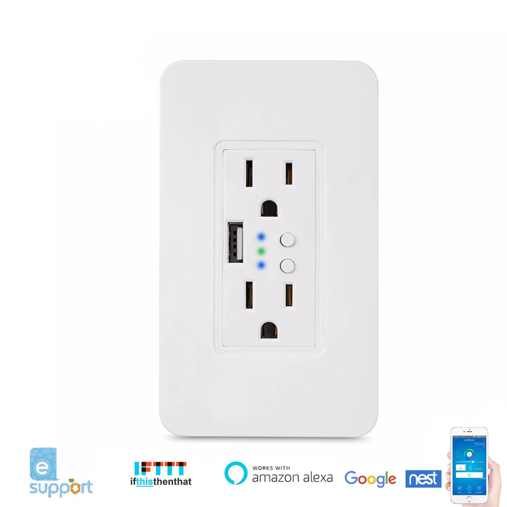 США Smart wi fi розетка дуплексный сосуд в настенной розетке 2 отдельные розетки