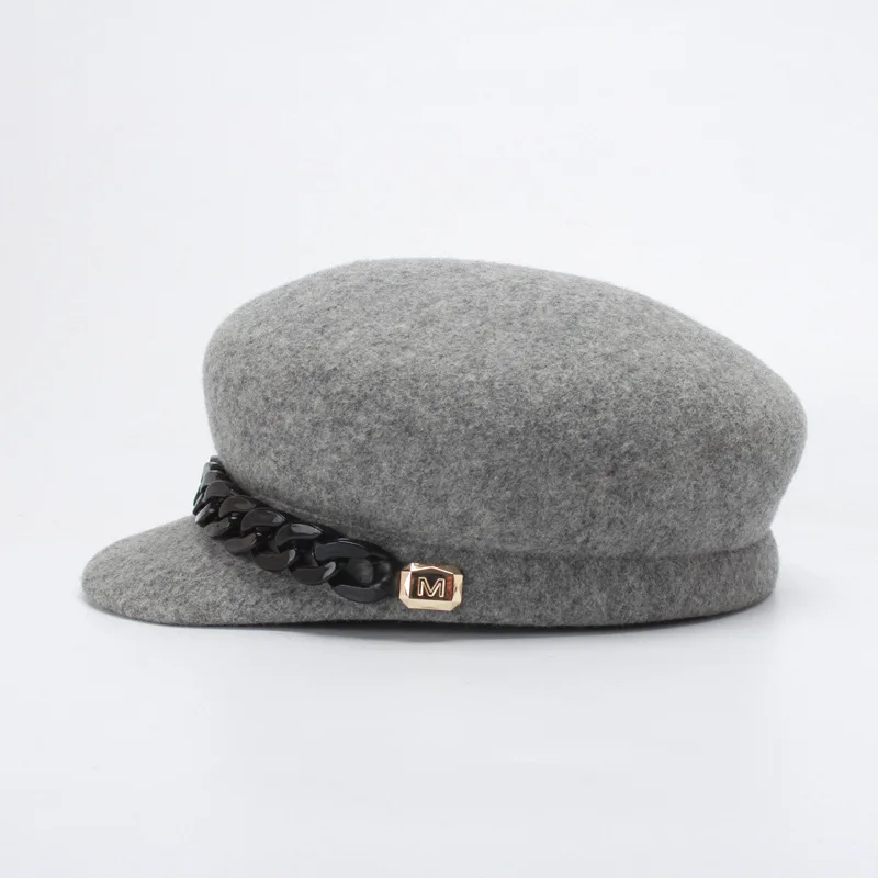 Wool Winter Hat Women Fashion Chain Newsboy Caps cotton newsboy cap windproof winter hat