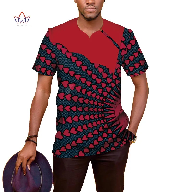 

Men Patchwork Top Tees African Men Clothes Bazin Riche African Men Clothing Casual Cotton Mens Top Short Sleeve Shirt WYN975