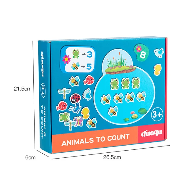 Montessori 1-10 Arithmetic Toy Wooden Animal Addition and Subtraction Counting Game Mathematical Toys For Preschool Children New 6