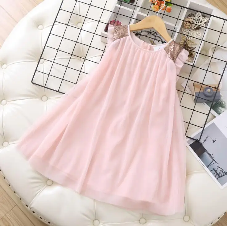 Летние платья принцессы с блестками для девочек-подростков; милое детское платье; 6 шт./партия;