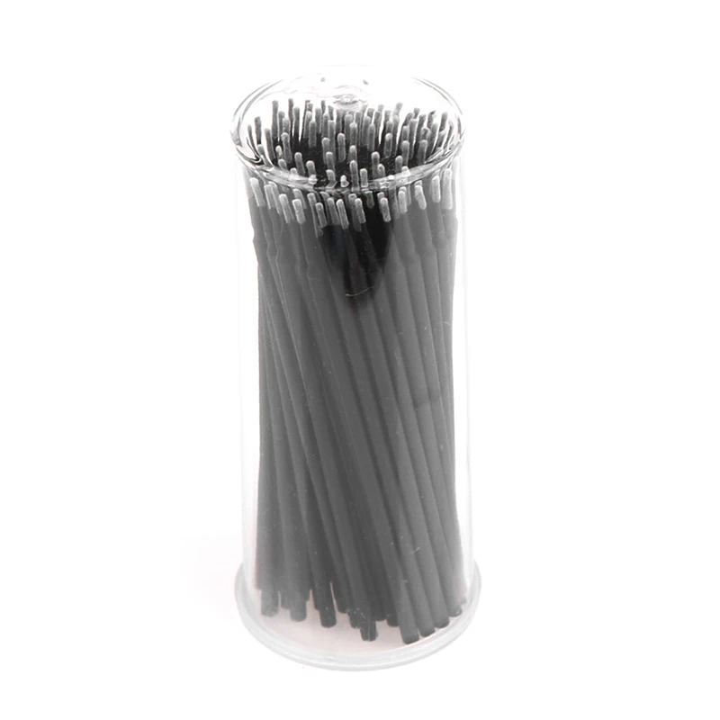 Черный Одноразовые кисти для макияжа 100 шт./упак. тампон Microbrushes наращивание ресниц прочный Micro отдельных Аппликаторы ватный тампон - Цвет: Черный