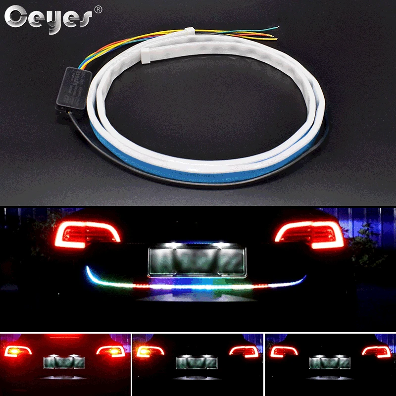 

Ceyes Car Additional Light Auto Trunk Tail Brake LED Strips High Rear Stop Light Turn Signal Running Lights 1.2m Car Accessories