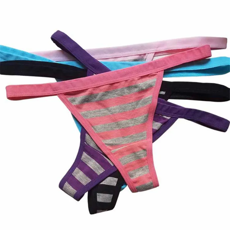 5Pcs/Set Japanese Style Ladies Panties Classic Striped Cotton Material