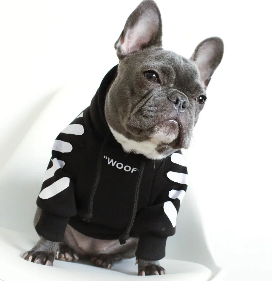 Французская одежда для бульдога собака толстовка Adidog теплая спортивная ретро для собак Толстовка с капюшоном Домашние животные одежда для щенков и Собак Мопс щенок одежда чихуахуа - Цвет: Черный