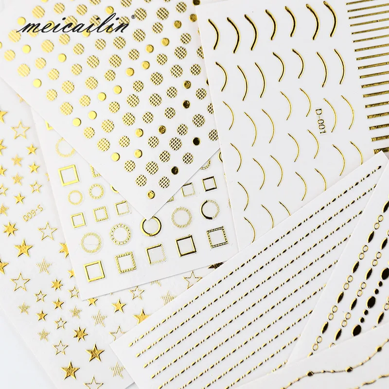 Japanese-style Manicure Gold Foil Stickers 3D Stickers Nail Sticker English Lettered Snowflake Stereo Gum Nail Polish Stickers