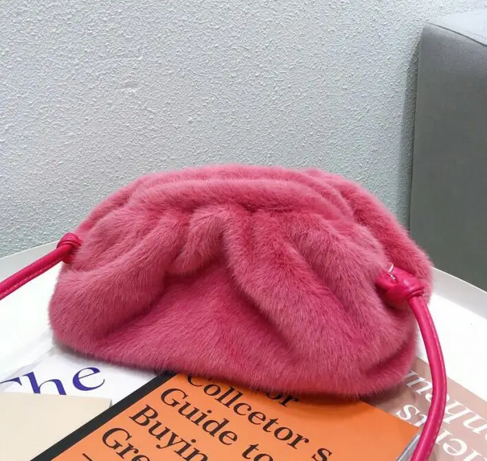 Fake fur pink Высокое качество, простая модная сумка-хобо из искусственной кожи, Женский Повседневный клатч, сумка-конверт, сумка через плечо, женская сумка, сумка - Color: Fake fur pink