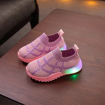 

kids children new fashion casual comfortable shoes Children Kids Baby Girls Boys Stretch Led Light Luminous Sport Sneakers Shoes
