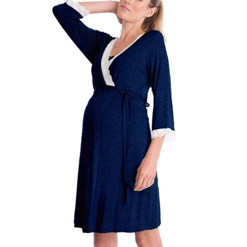 

Women Dress for Pregnant Women Mother Lace Pregnant Long Sleeve Nursing Baby for Maternity Pajamas Dress