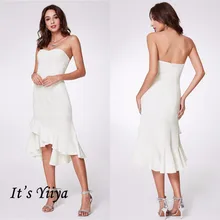 Это Yiiya платье для выпускного вечера милое без рукавов однотонные платья женские вечерние платья C413 размера плюс белое кружевное платье на молнии Vestidos De Gala