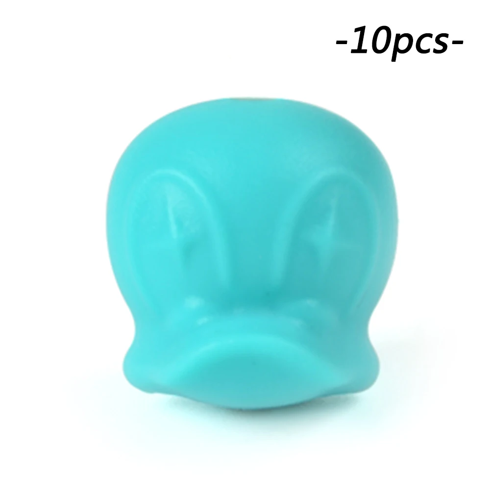 turquoise LOFCA 10 шт. Дональд бисер силиконовый без бисфенола А животное утка Прорезыватель бусины, прорезыватель аксессуары пищевой кольцо для соски изготовление - Цвет: turquoise