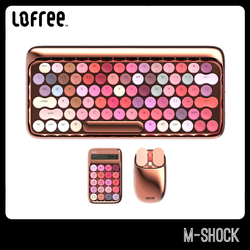 Lofree Rose Gold Mechanical Dot Bluetooth Keyboard Mice Calculator For Windows Android IOS MAC Computer Laptop Cell Phone Gift