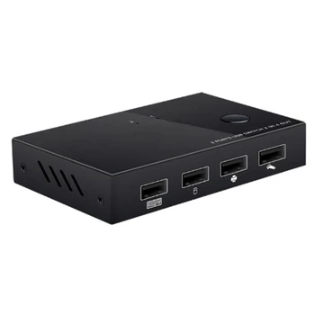 

USB KVM Switch Shared Switch Selector 2 in 4 Out Switch Adapter for Keyboard Mouse Printer Display/DVR Efficient Office