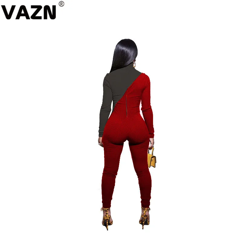VAZN, новинка, модные уличные комбинезоны с принтом, в горошек, повседневные, бодикон, с круглым вырезом, вязаные, сексуальные, длинные штаны, тонкий, длинный комбинезон