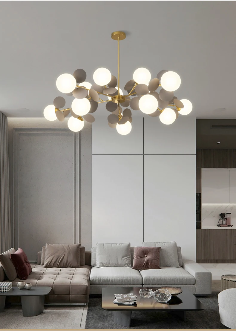 Modern Nordic Design LED Chandelier For Living Room Bedroom Dining Room Kitchen Ceiling Pendant Lamp Glass Ball G9 Hanging Light dining room chandeliers