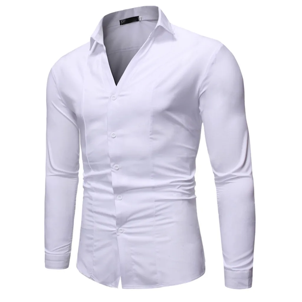 Men's New Style Simple Fashion Pure Long Sleeve Shirt Comfortable Blouse Business Shirts Men Chemise Homme | Мужская одежда