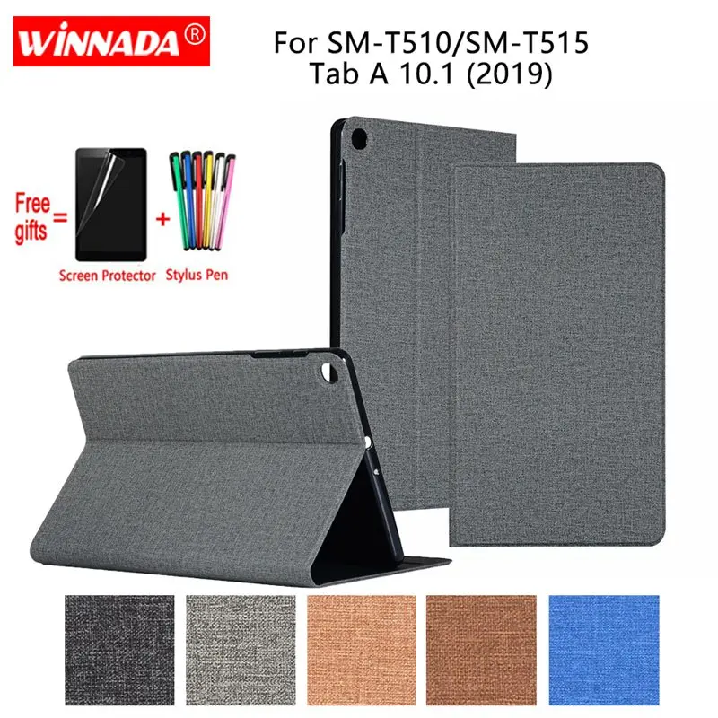 

For Samsung T510 / T515 case linen grain PU leather Stand Protective Case TPU Cover for Samsung Galaxy Tab A 10.1 2019 Coque