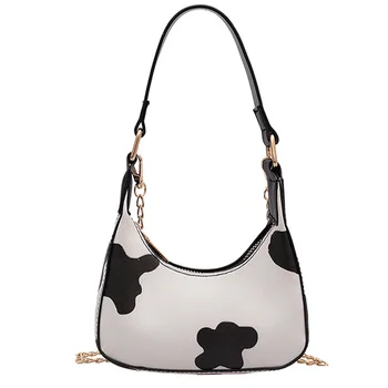 

2020 New Women's Single Shoulder Bag Female Designer Fashion Handbag Cow Print PU Leather Messenger Bag Women's Storage Bag