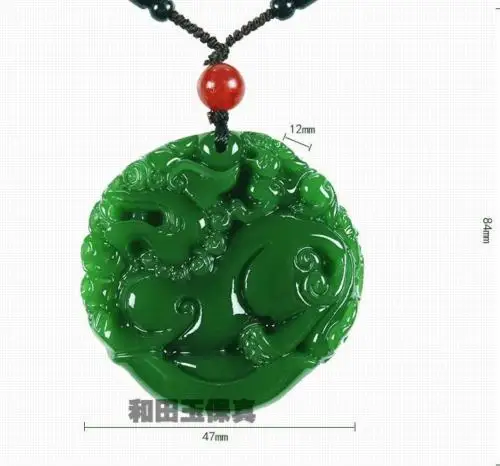 LETSFUN Fine Jewelry Китай натуральный зеленый JADE Jasper Резьба Дракон Kirin ожерелье с подвеской в виде единорога