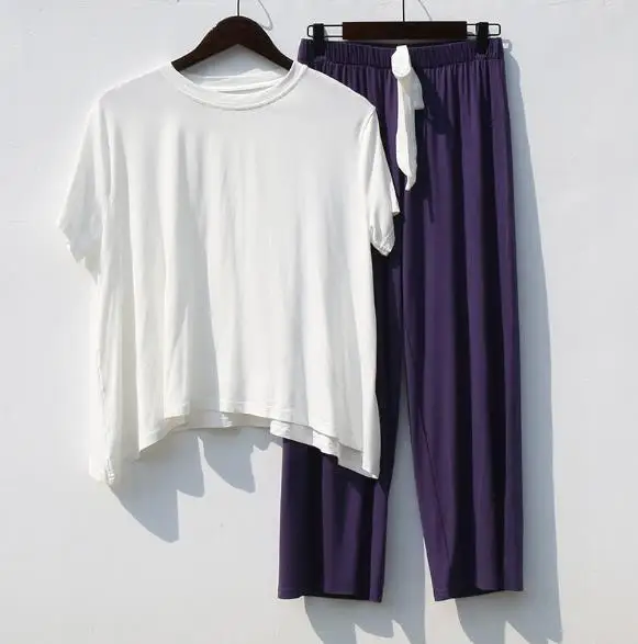 Net Red Casual Suit Female Spring Summer Home Clothes Short Sleeve Two-Piece Set Loose Modal Cotton Pajamas Women Pijama Mujer