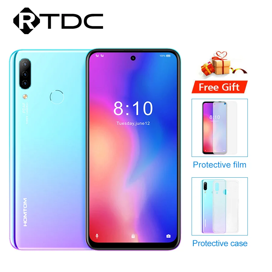 

HOMTOM P30 pro Android 9.0 Helio P23 MTK6763 Octa Core 4GB 64GB Smartphone 6.41inch 4000mAh 4G FDD-LTE Glass case Mobile Phone