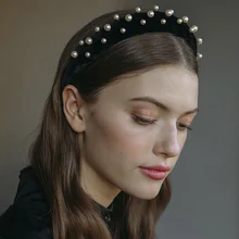 Jujia Для женщин бархатная повязка на голову из Жемчужной шерсти, аксессуары, лента для волос модный головной убор лента для волос рамка оправы для женщин