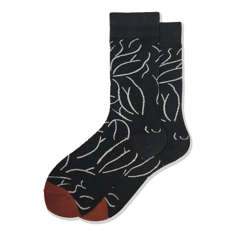 

Funny of Socks Black of Tube Socks a Pair of men's socks Line Art Simple Women's Socks Creative Fashion street Skateboard Happy