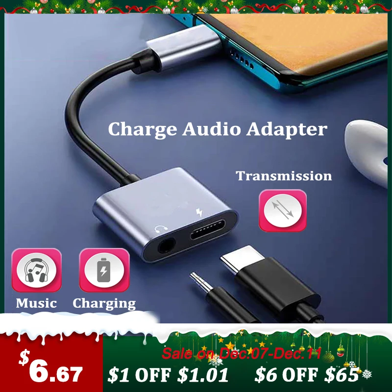

Type C to 3.5mm Audio Interface USB-C 2 in 1 Audio Charging Adapter Support Galaxy Xiaomi Headphone Listen Speaker Adapter