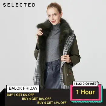 

SELECTED Women Fox Fur Collar Check Contrast Stitching Tassel Jacket|419422502