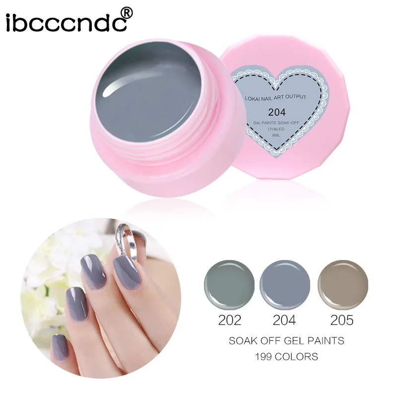 

Lokai UV Painting Gel 199 Colors Nail Art Diy Soak Off Gel 6ml Nail Enamel UV Nail Gel Polish Lacquer Varnish Nude Gray Series