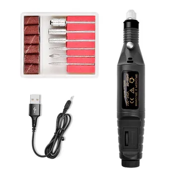

Electric Nail Polisher USB Powered Nail Polisher Set Pen Type Manicure Nail Polishing Drill Bit Polishing Set J9
