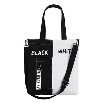 

Casual Women Color Block Letter Print Canvas Shopping Crossbody Shoulder Bag