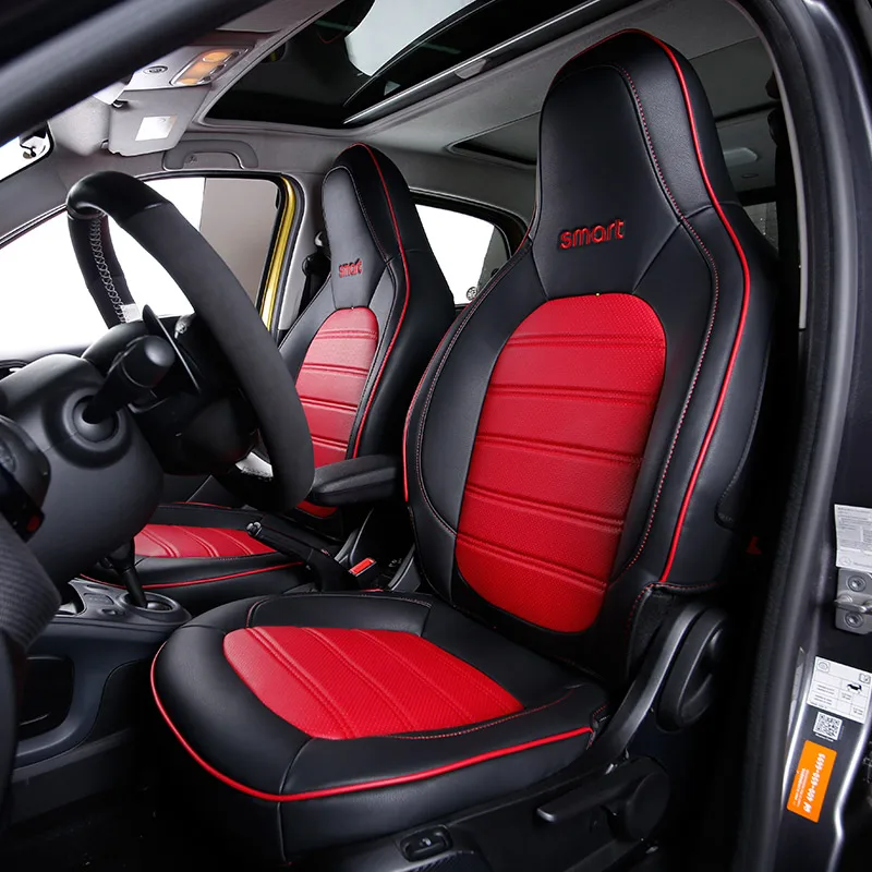 Автомобильный кожаный чехол для Mercedes Benz Smart 453 fortwo автомобильные аксессуары для защиты салона стильные украшения - Название цвета: Black Red-A