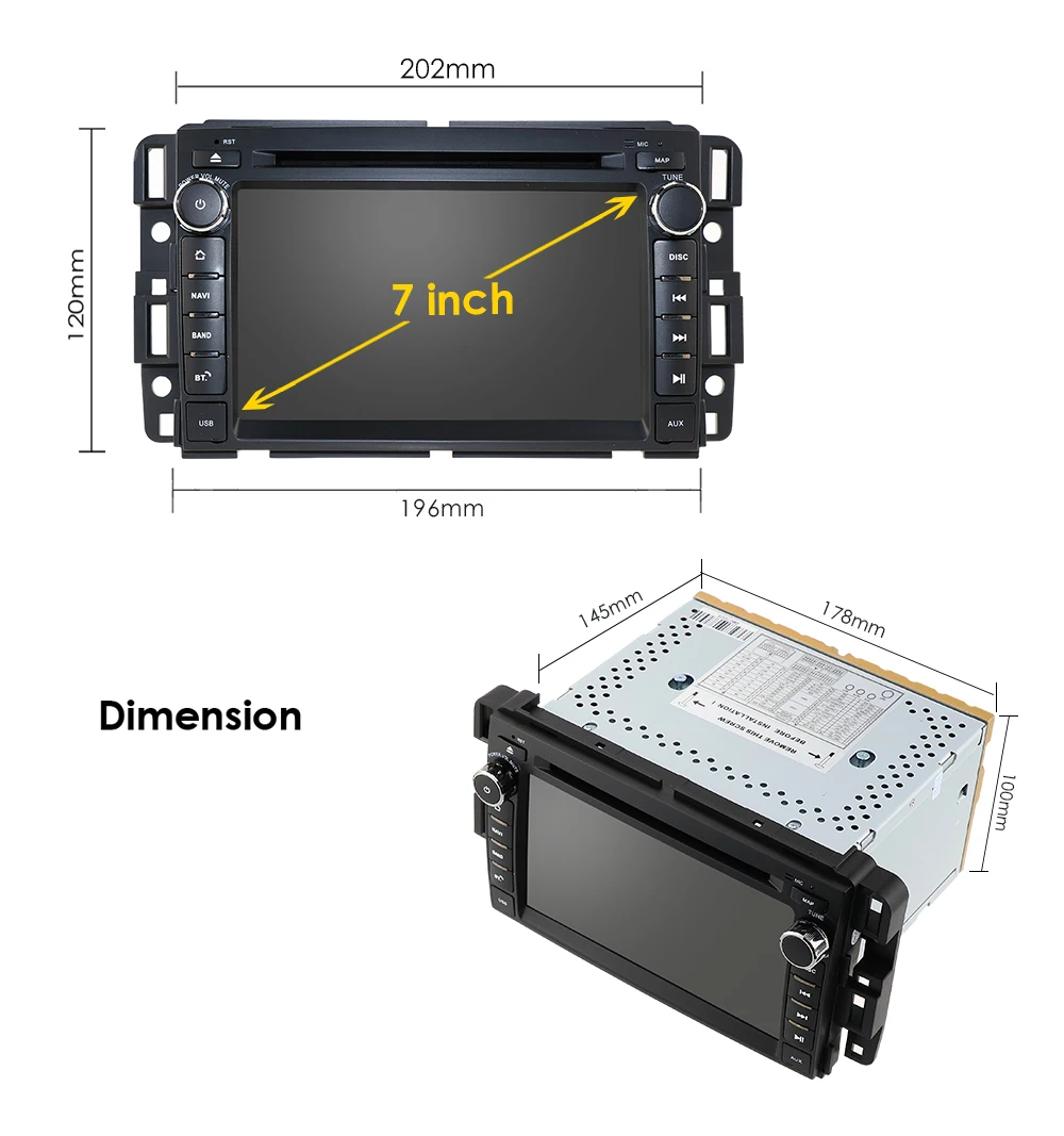 Android 9,0 автомобильный стерео DVD плеер для GMC Chevy Silverado 1500 2012 GMC Sierra 2011 2010 7 дюймов четырехъядерный двойной Din в видеорегистратор