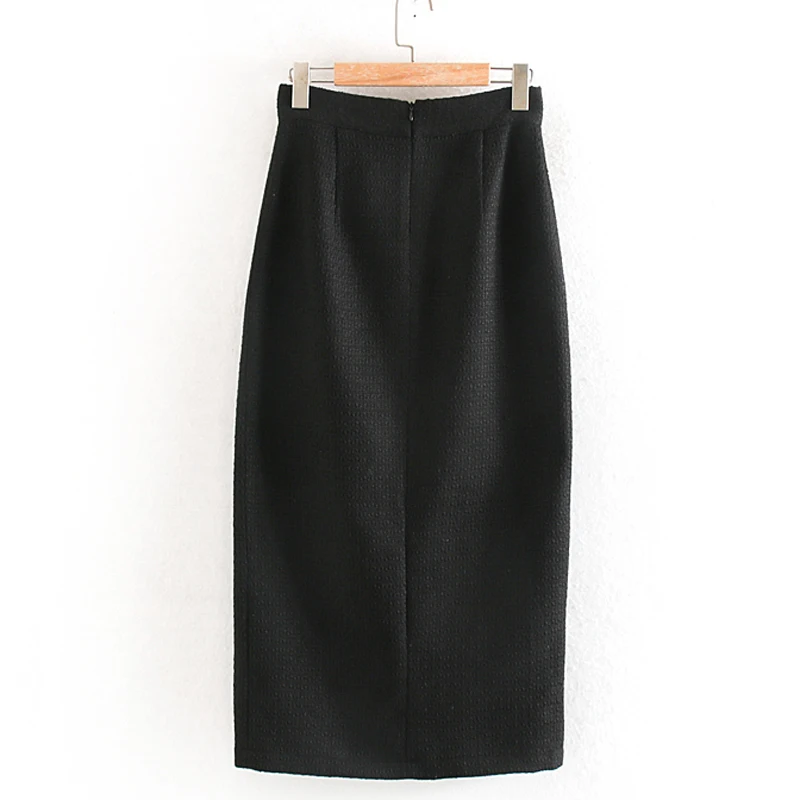 Fandy lokar текстура прямые юбки для женщин модная однобортная юбка для женщин элегантные карманы до середины икры юбки для женщин дамы JAE