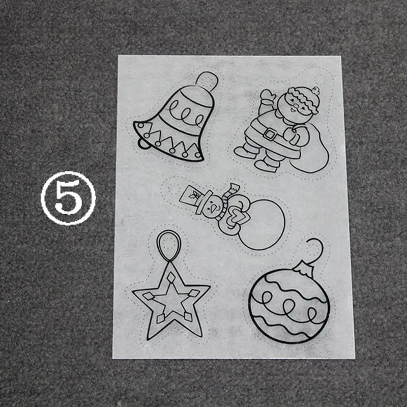 

6Pcs Christmas Pendant Shrink Flim Key Chain Shrinky Art Papers Jewelry Making 517F
