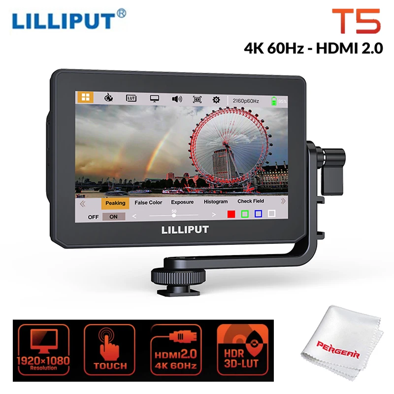 US $179.00 LILLIPUT T5 HDMI 20 4K 60Hz Input 5 Inch Touch Screen 1920x1080 On Camera DSLR Field Monitor HDR 3DLUT For Camera Video