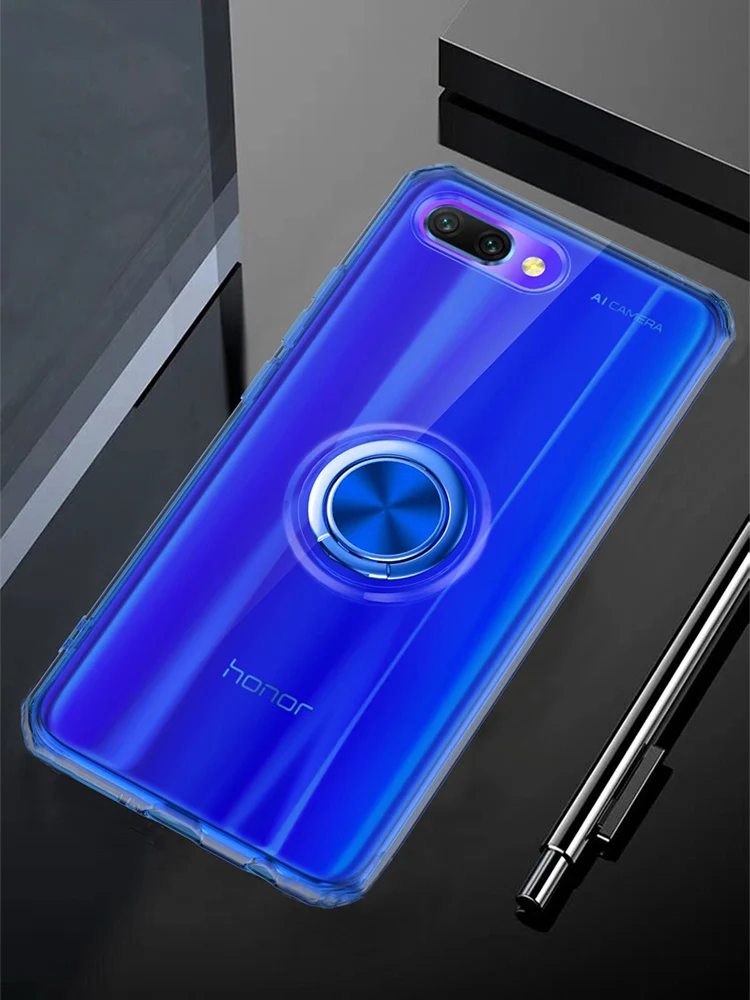 Роскошный чехол для телефона s для huawei honor 10 чехол Прозрачная мягкая силиконовая защита из ТПУ кольцо магнетизм чехол для honor 10 Coque