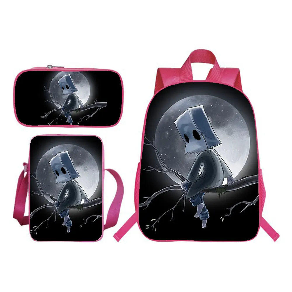 Little Nightmares New Backpack 3pcs Set Boy Girl School Bag Teens Bookbag Kids Rucksack Gift(backpack+shouder Bag+pen Bag)