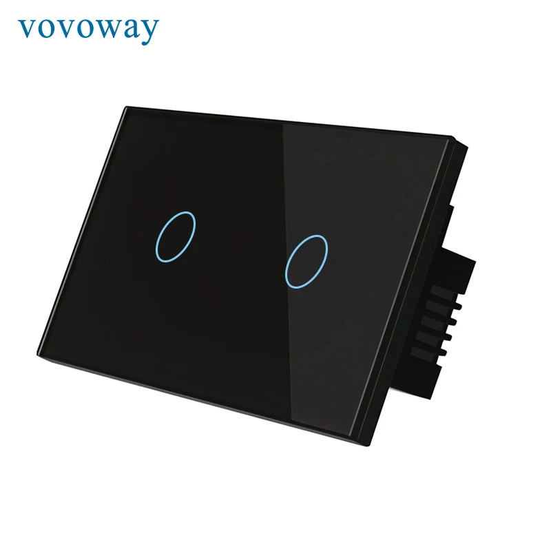 

Vovoway US Touch switch home wall mounted light switch interrupter 2gang AC110V-220V luxury tempered glass touch panel